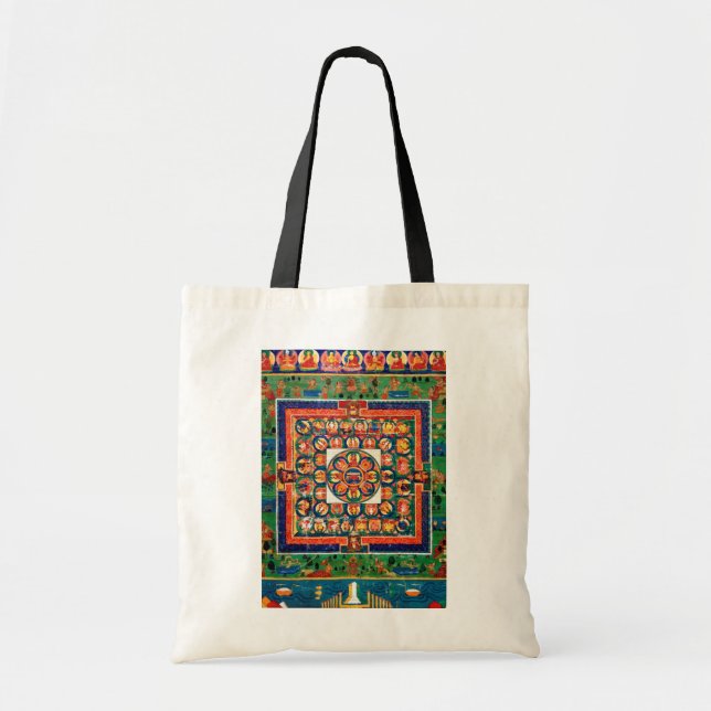 Bolsa Tote Diagrama Cósmico de Mandala para a Meditação (Frente)