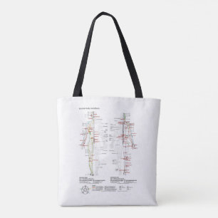 Bolsa Tote Diagrama Esquemático dos Meridianos Chineses do Co