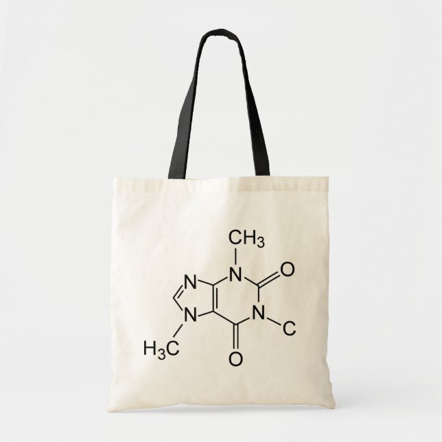 Bolsa Tote Diagrama Químico da Molécula de Cafeína (Frente)