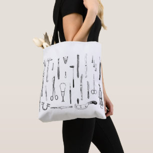 Bolsa Tote Diagramas de instrumentos médicos antigos para o