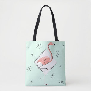 Bolsa Tote Diamante do Aqua dos flamingos por todo o lado na