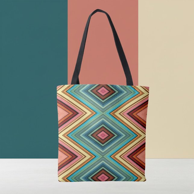 Bolsa Tote Diamante e Listra Suave Multicolorido (Criador carregado)