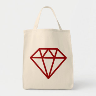 Bolsa Tote Diamante Simples - Ruby Red on Natural