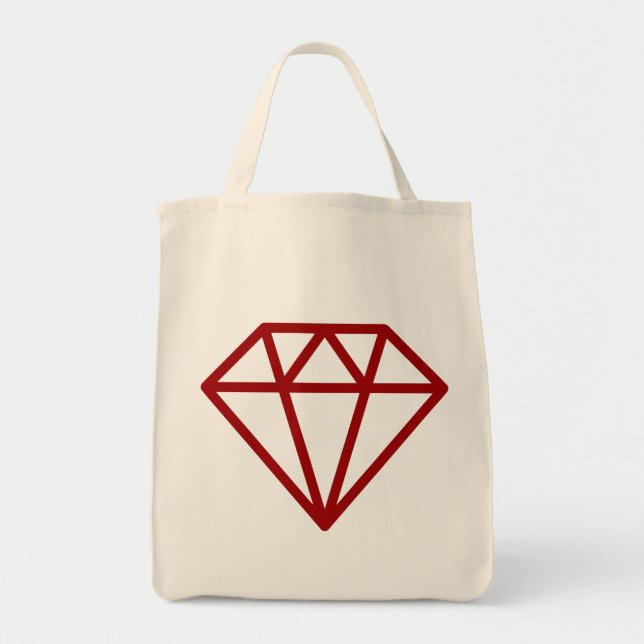 Bolsa Tote Diamante Simples - Ruby Red on Natural (Frente)