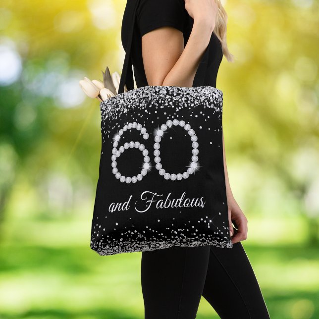 Bolsa Tote Diamantes 60 fabulosos aniversários negros elegant (Criador carregado)
