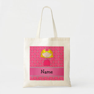 Bolsa Tote Diamantes cor-de-rosa personalizados da princesa
