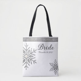 Bolsa Tote Diamond Snowflake Casamento no inverno Bride