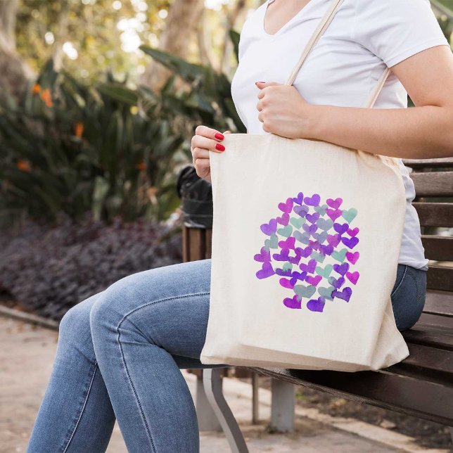 Bolsa Tote Dias de os namorados - roxo e aqua (Criador carregado)