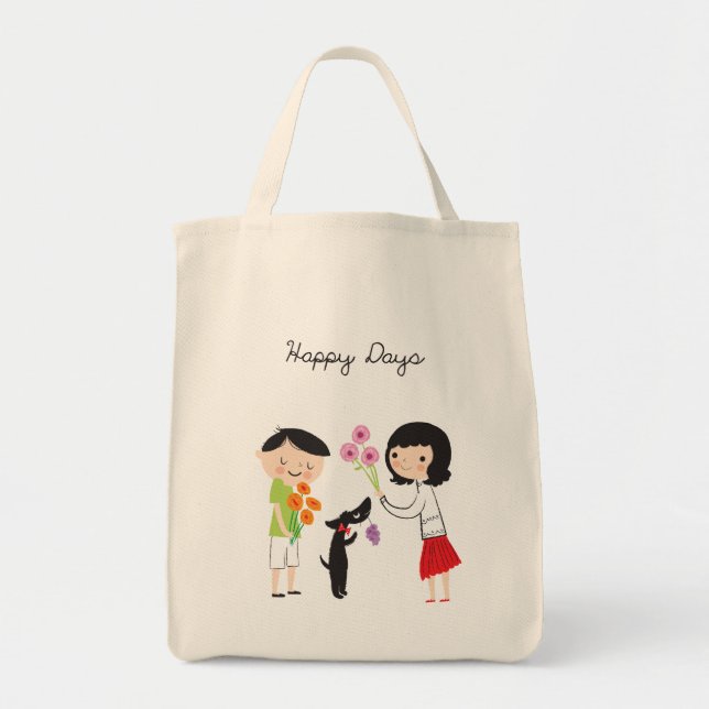 Bolsa Tote dias felizes Cocos & nós saco (Frente)