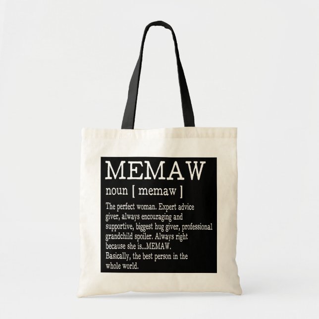 Bolsa Tote dicionário de memaw definição memaw vovó mortes (Frente)