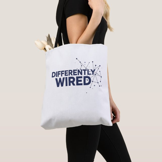 Bolsa Tote Differently Wired – Autism Awareness Month Blue  (Close Up)