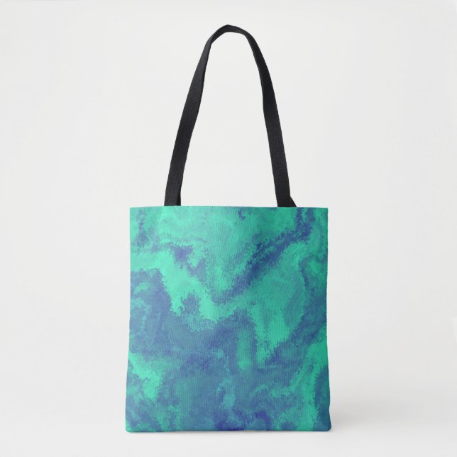 Bolsa Tote Difusão Verde abstrato Azul (Frente)