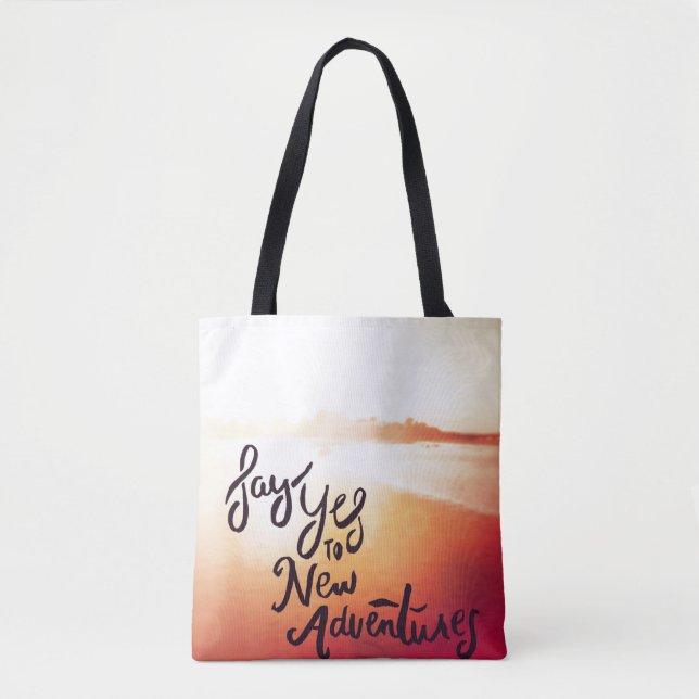 Bolsa Tote Diga sim às aventuras novas (Frente)