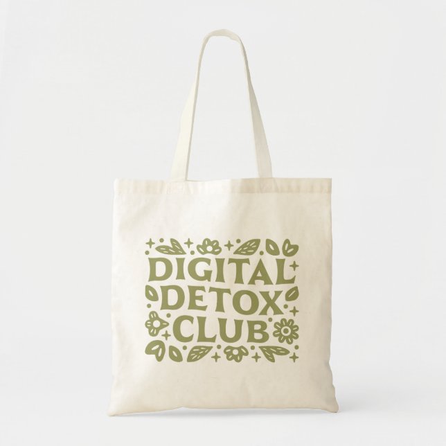 Bolsa Tote Digital detox club wellness girl floral aesthetic (Frente)
