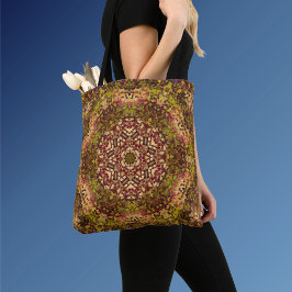Bolsa Tote Digital Mandala Amarelo Vermelho e Puro