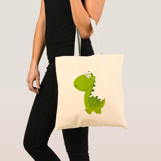 Bolsa Tote Dino Verde Sorridente (Criador carregado)
