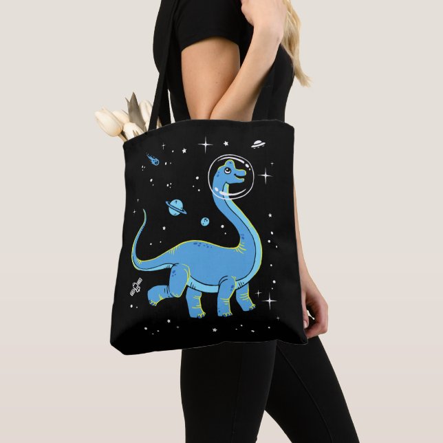 Bolsa Tote Dinos Do Brachiossauro Azul No Espaço (Close Up)