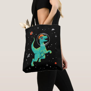 Bolsa Tote Dinos Do Teal E Do Dilophossauro Laranja No Espaço