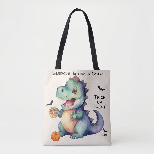Bolsa Tote Dinossaur Halloween Candy (Frente)