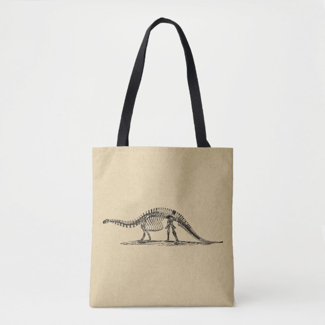 Bolsa Tote Dinossaur Skeleton Vintage Art (Frente)