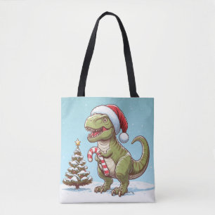 Bolsa Tote Dinossauro candi doce de Natal