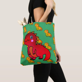 Bolsa Tote Dinossauro Feliz do Trex Vermelho Cento