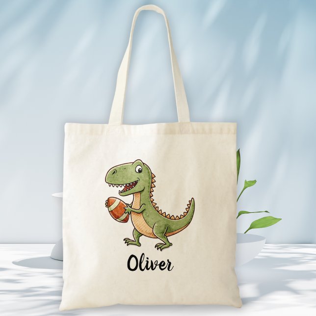 Bolsa Tote Dinossauro Fofo Jogando Futebol (Criador carregado)