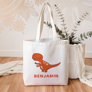 Bolsa Tote Dinossauro Laranja Fofo para Crianças