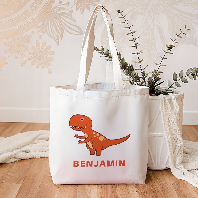 Bolsa Tote Dinossauro Laranja Fofo para Crianças (Criador carregado)