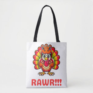 Bolsa Tote Dinossauro T Rex Turquia Feliz Ação de Graças Engr