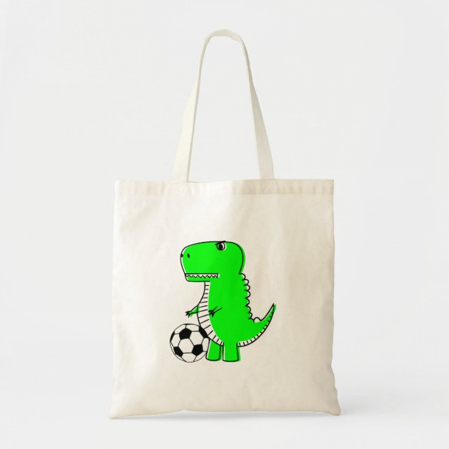 Bolsa Tote Dinossauro Verde Adora Futebol (Frente)