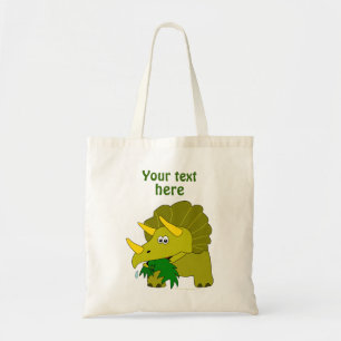 Bolsa Tote Dinossauro verde bonito dos desenhos animados do