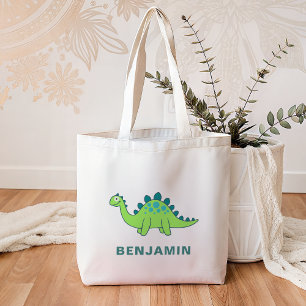 Bolsa Tote Dinossauro Verde Fofo para Crianças