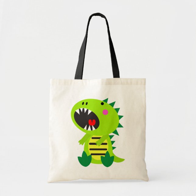 Bolsa Tote Dinossauro verde RAWR (Frente)