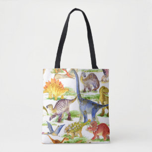 Bolsa Tote Dinossauros Cachorros Arte Sem Costura