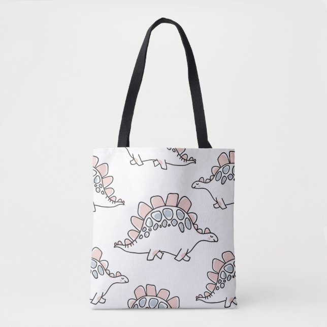 Bolsa Tote Dinossauros De Dodle: A Mão Desenhou Divertimento. (Frente)