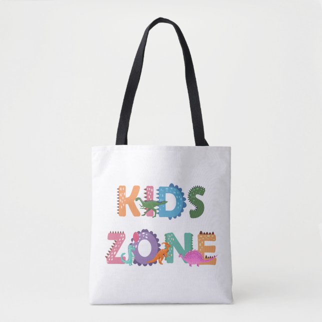 Bolsa Tote Dinossauros de Zona de Crianças (Frente)