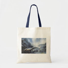 Bolsa Tote Dinossauros Vintage, Barapasaurus com Nuvens de Te