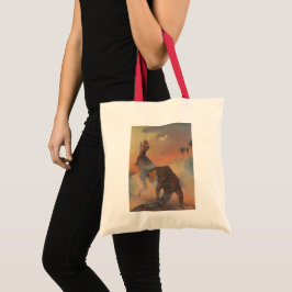 Bolsa Tote Dinossauros Vintage, Carnotaurus Raring na Selva