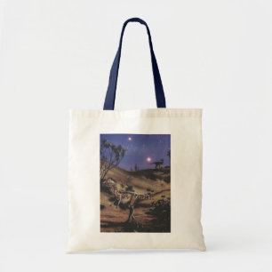 Bolsa Tote Dinossauros Vintage, Dilophosaurus em uma Noite Es