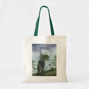 Bolsa Tote Dinossauros Vintage, Sauroposeidon com Pássaros Vo