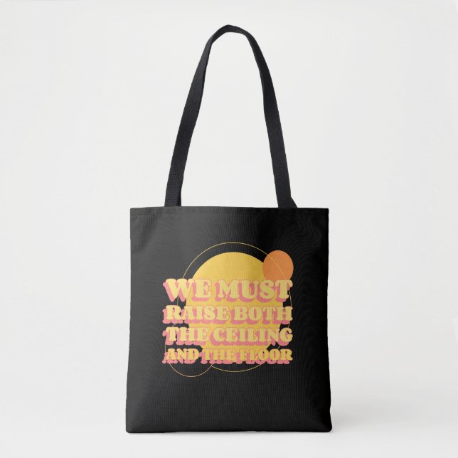 Bolsa Tote Direitos das mulheres amarelas elevam teto e chão (Frente)