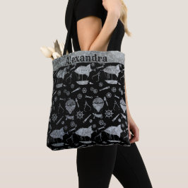 Bolsa Tote Dirigíveis de Zinco Prata Steampunk Nome Personali