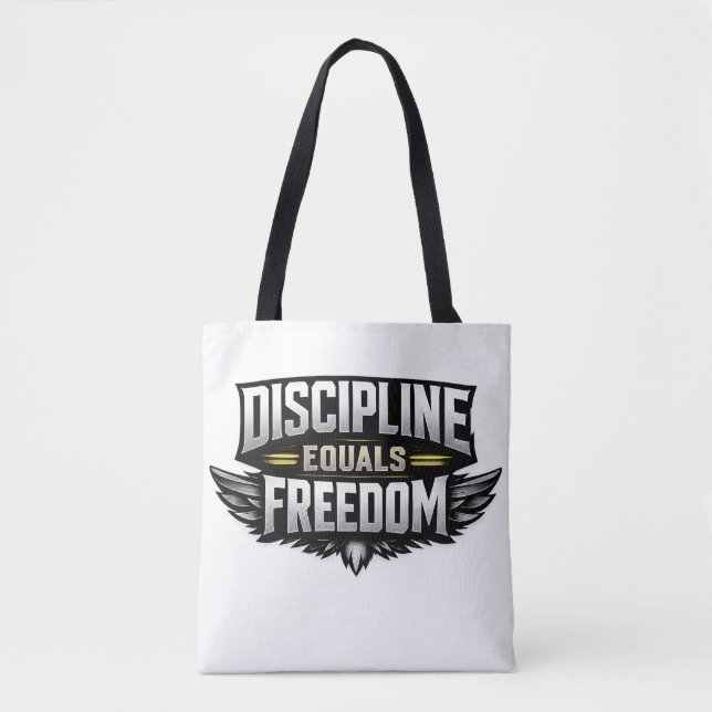 Bolsa Tote Discipline Equals Freedom – Motivational Design  (Frente)