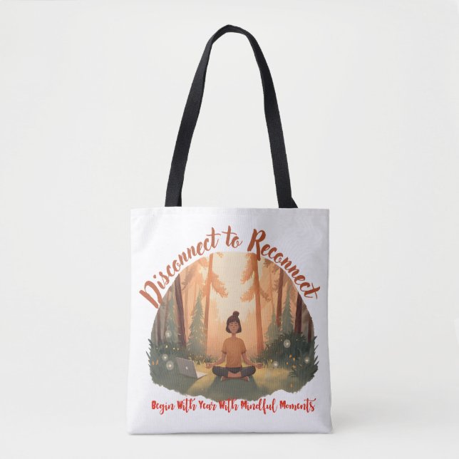 Bolsa Tote Disconnect to reconnect forest meditation art (Frente)