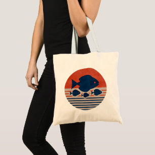 Bolsa Tote Discus e Tetras Minimalistas Arte Meio do Século e