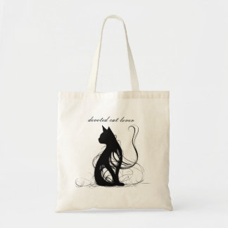 Bolsa Tote diseño con gato negro abstracto