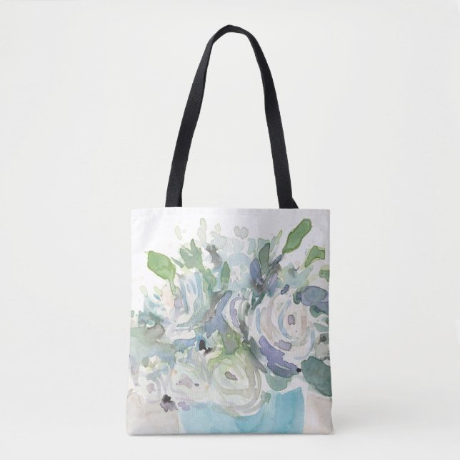 Bolsa Tote Disposição de primavera - Buquê de Aquarela (Frente)