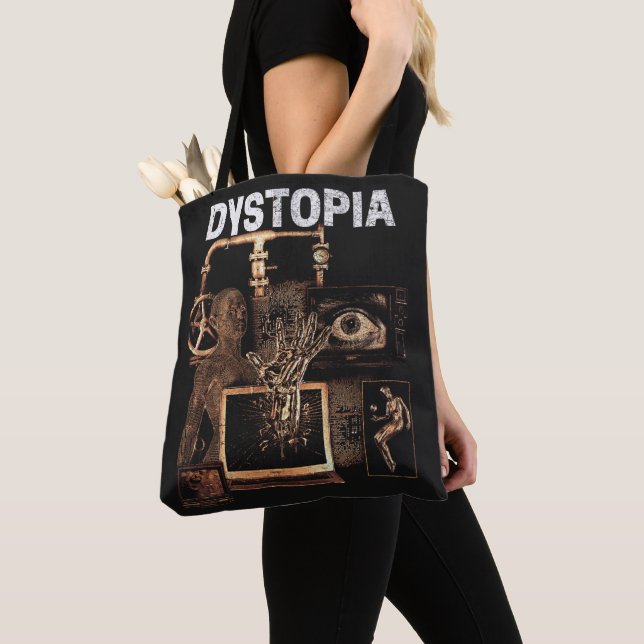 Bolsa Tote Distopia - Design de Streetwear Techno-Dystopian (Close Up)