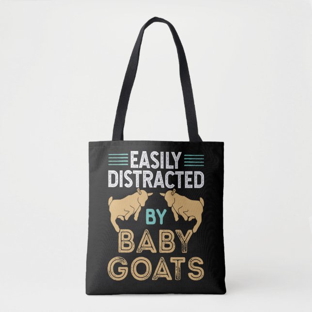 Bolsa Tote Distraído facilmente por Baby Goats (Frente)